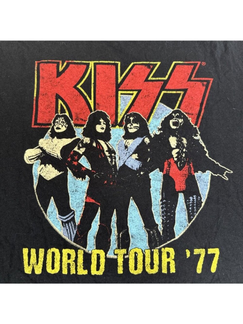 2022 KISS World Tour 77 Black Graphic T-Shirt XL Cotton Mad Engine Rock Concert - Picture 2 of 11